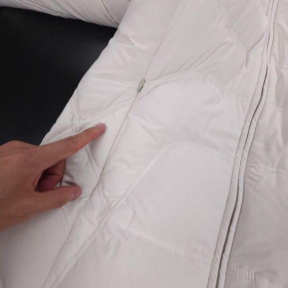 BERNARDO Fox Fur Hooded Down Puffer Coat Long Parka White Old Money Quiet Luxury - Picture 7 of 10